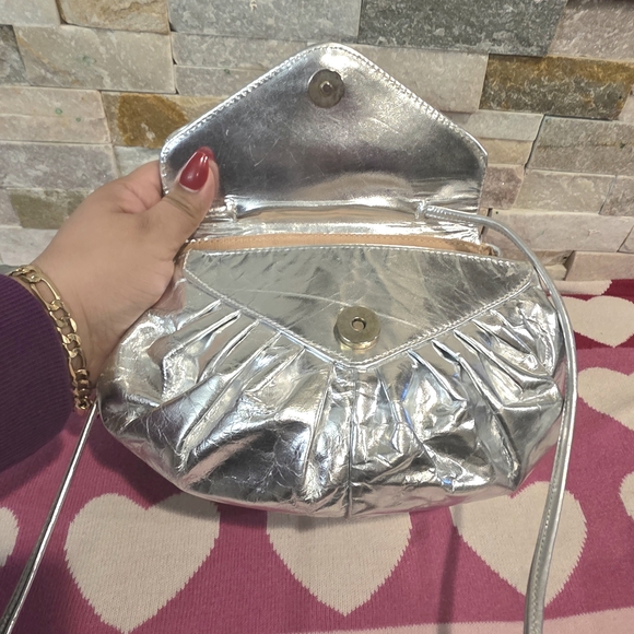 Bags By Pinky Leather Silver Women's Bag - Picture 2 of 9